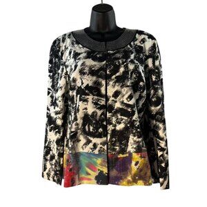 Chicos Multicolor Sequin Collar Abstract Print Jacket Chicos Size 2